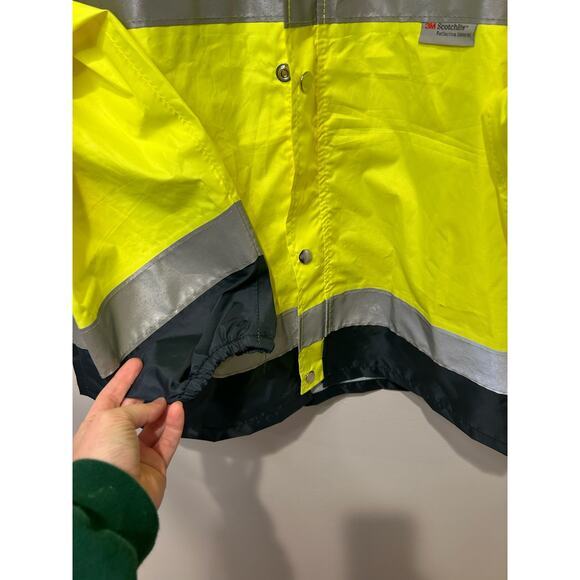 ANSI Class E Rain Jacket Yellow Collapsible Hood Scotchlite Reflective 107-2015‎ - Picture 5 of 7
